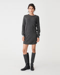 Andie Cable Knit Mini Skirt in charcoal — full-length view