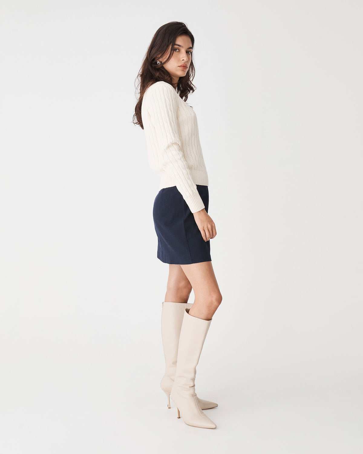 Dale Mini Skirt in dark navy — side view