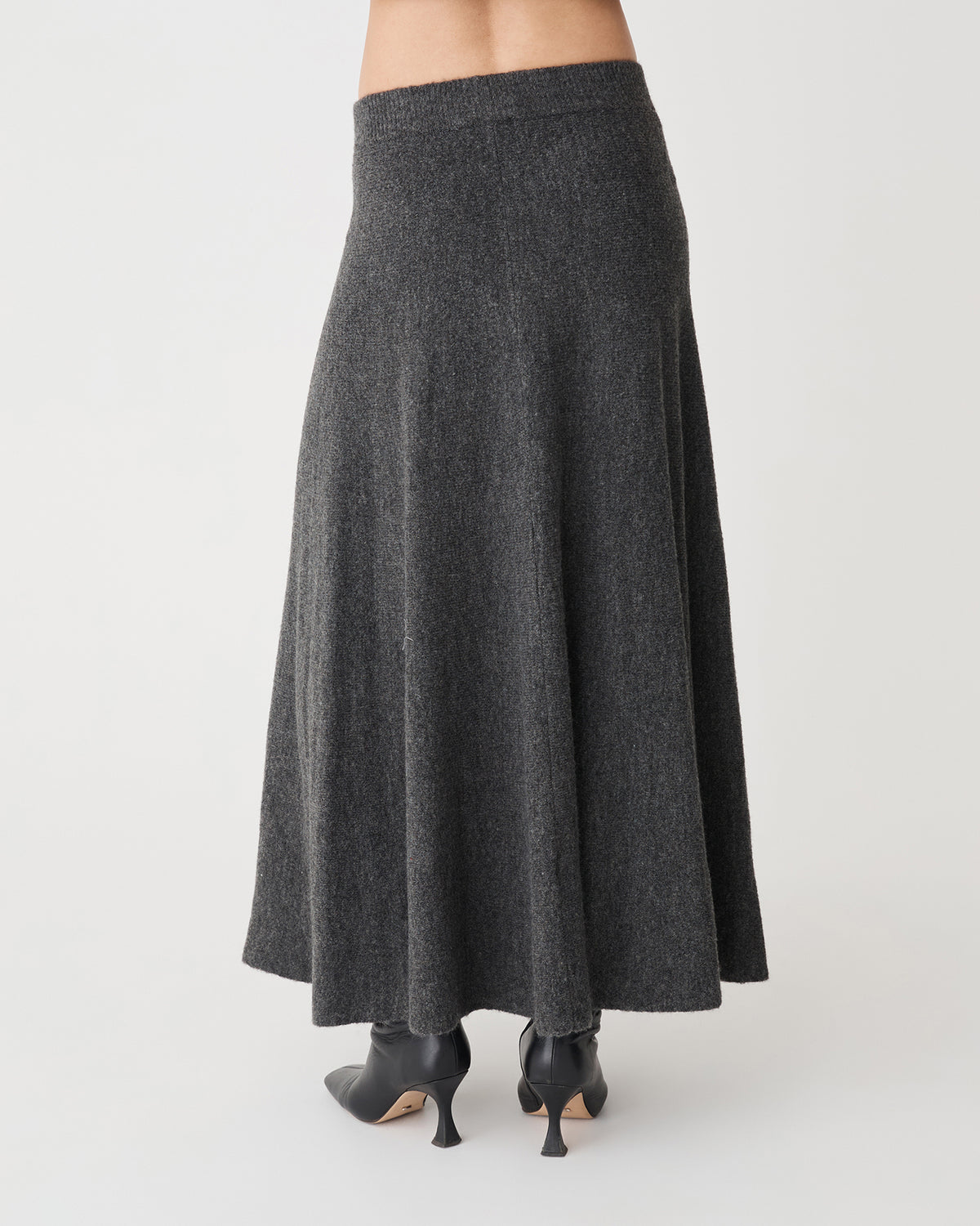 Gina A-Line Knit Skirt in charcoal — back view