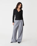 Solene Bamboo Wrap Top in black — full-length view