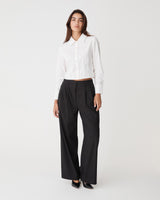 Gabby Pleated Hem Shirt in white — full-length view