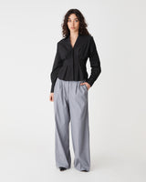 Billie Pleat Waist Shirt in black — full-length view