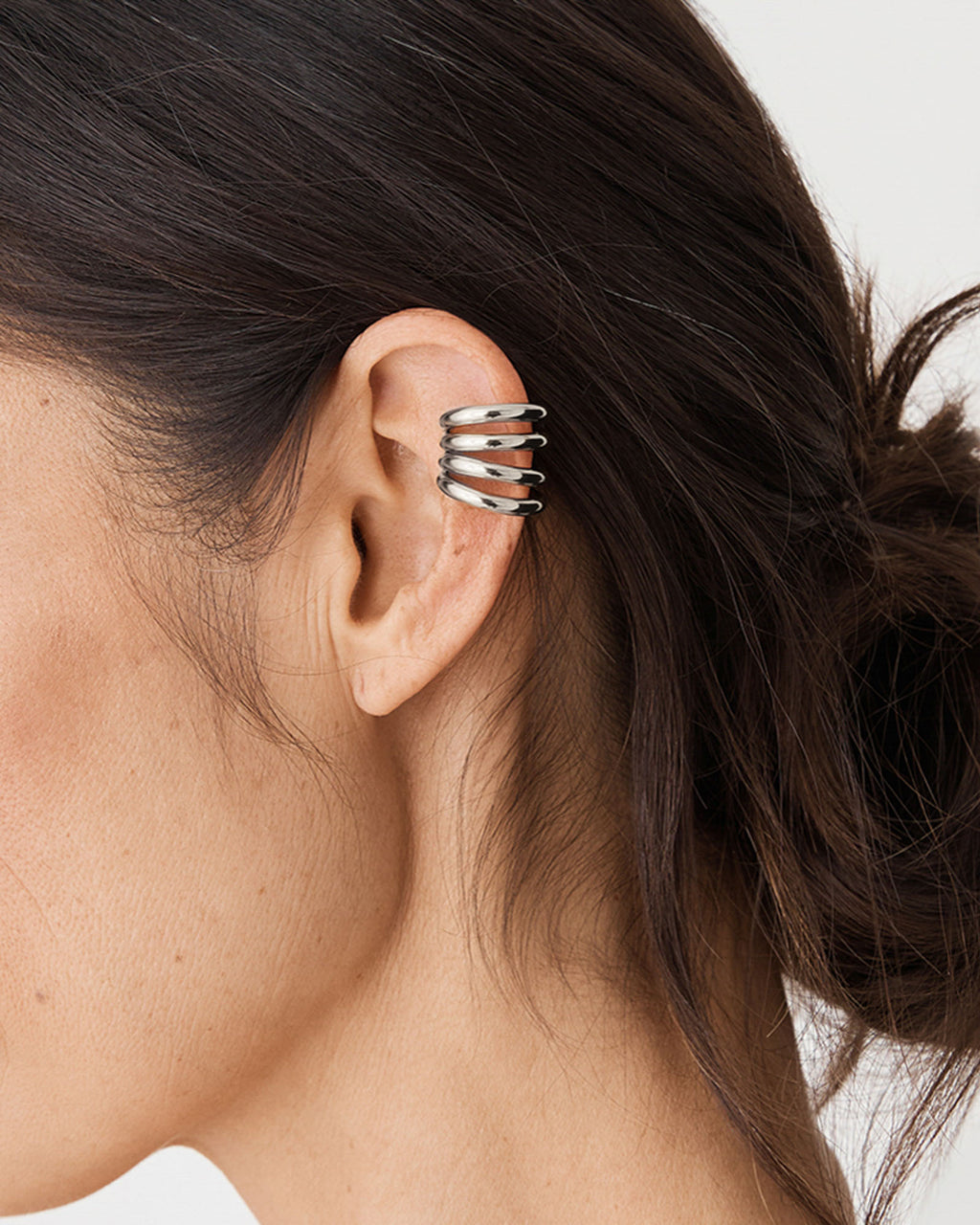 Lia Ear Cuff in silver — fabric detail 3
